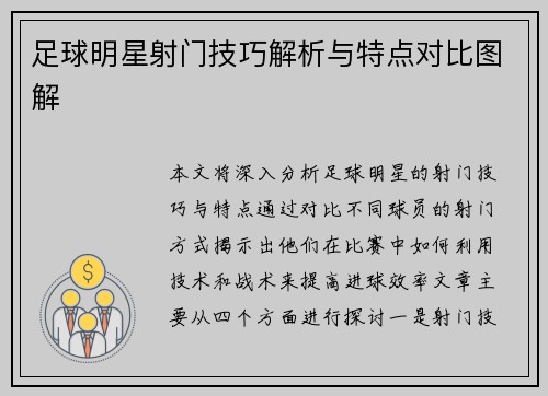 足球明星射门技巧解析与特点对比图解